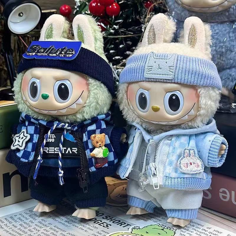 hiphop labubu doll clothes set - stylish 17cm labubu clothes