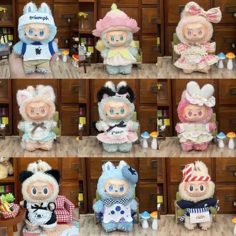 kawaii labubu doll clothes set - stylish 17cm labubu clothes