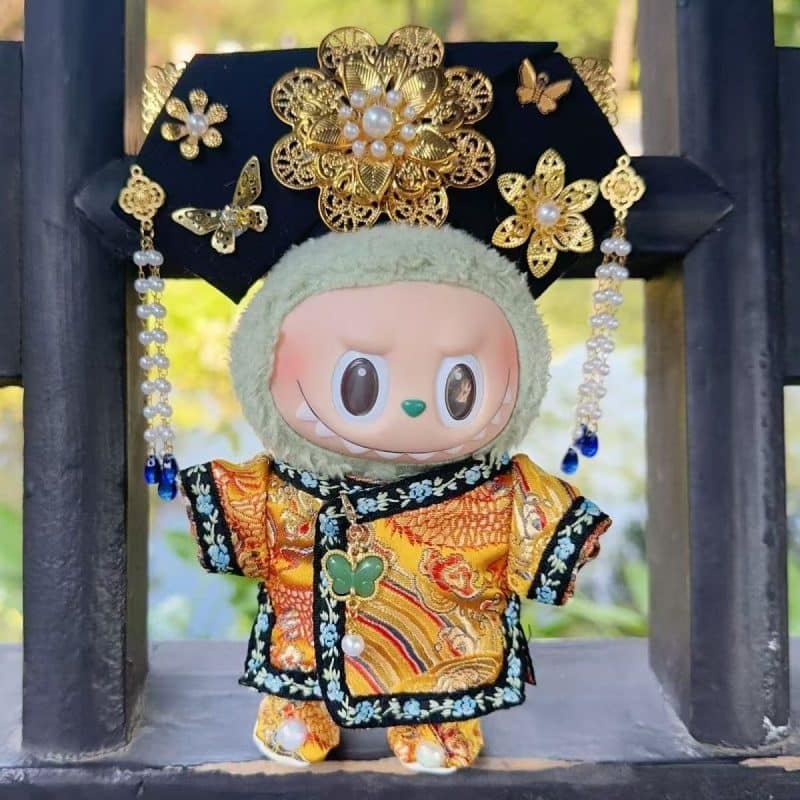 17cm Labubu New Chinese Style Vintage Qipao Princess Dress Doll Clothes