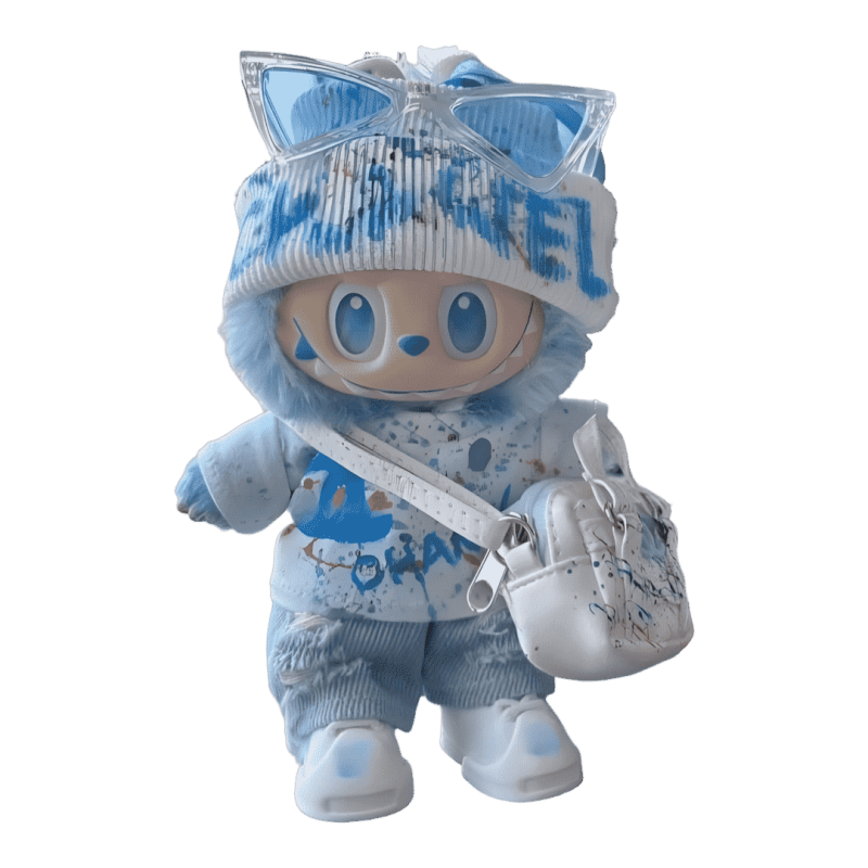 LABUBU Clothes Blue And White Graffiti Outfit