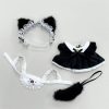 cat ears, skirt, bib, cat tail