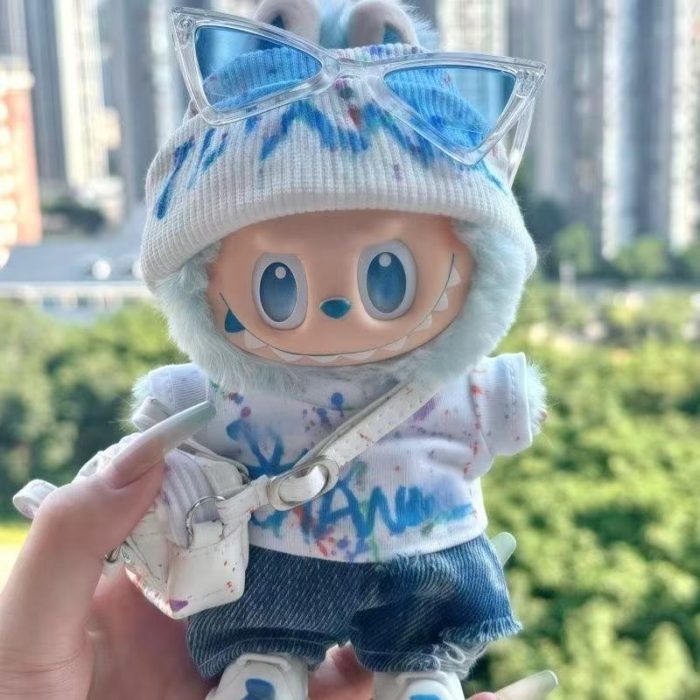 LABUBU Clothes Blue And White Graffiti Outfit - Image 3